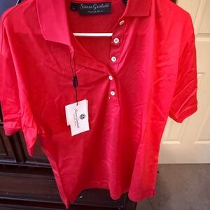 Women's Red Short Sleeve Polo Shirt Size L by Sienna Garibaldi NWT
